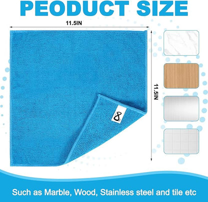 Microfiber Cleaning Cloths, 15 Pack Cleaning Rags, Wet and Dry Use Cleaning Towels, Highly Absorbent and Soft Feel, Lint Free, Streak Free, 11.5"X11.5"(Red/Yellow/Green/Blue/Purple)
