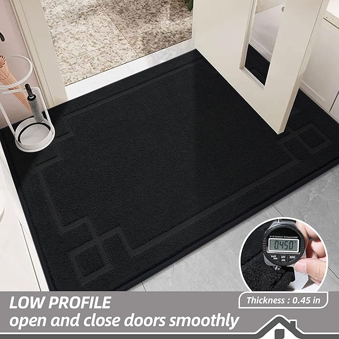 BEQHAUSE Door Mat 24" x 36", Non-Slip Door Mats Indoor Entryway Rugs Washable Low-Profile Absorbent and Stain Resist Floor Mats, Dog Door Mat for Front Back Door, Muddy Wet Shoes & Paws, Black
