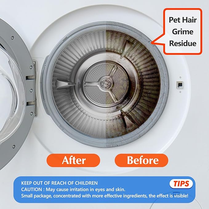 Washing Machine Cleaner-36Pack-18 Month Supply,Washer Machine Cleaner Tablets Formulated For Pet Owners,Easy Pet Hair Remover for Laundry,Compatible with HE, Top & Front Load Washer.Septic Safe