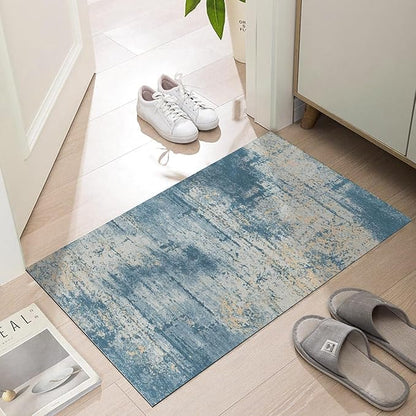 Ultra Thin Door Mat Indoor Entrance, 1/10 in Thin Door Mats for Inside Entry, Non-Slip Rubber Backing Washable Doormat, Fade Resistant, Absorbent, Low Profile Dirt Trapper, 30"X17",Distressed