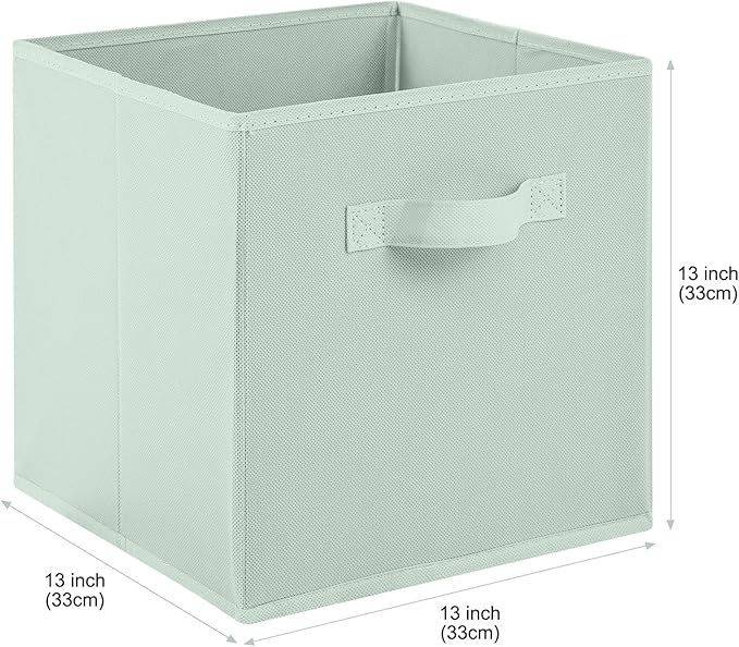 Stero 13x13x13 Inch Fabric Storage Bins 6 Pack Fun Colored Storage Cubes with Handles Foldable Cube Baskets for Home, Kids, Closet and Toys Organizer, Cyan, Green, Yellow