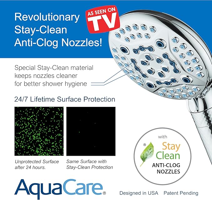 AquaCare 4X High Pressure 10-mode Filter Handheld Shower Head with Dual Power Wash - Clean Tub, Tile & Pets, Remove Chlorine, Metals & Toxins from Water to Protect Skin, Hair & Nails. Chrome Finish