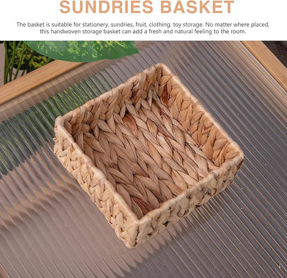Handwoven Wicker Storage Baskets Set, Natural water hyacinth & Iron Frame | Triple Sizes (Small, Medium, Large) for Home Organizing, Bathroom, Shelves | Woven Baskets for Storage & Decor (Natural)