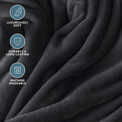 Bare Home Fleece Blanket - Twin/Twin Extra Long - Ultra-Soft Lightweight for Bed, Sofa, and Couch - Luxury Microplush - Cozy Warm Blanket (Twin/Twin XL, Black)