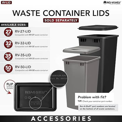Rev-A-Shelf Double Pullout Trash Can for Base Kitchen Cabinets 27 Quart 12.5 Gallon with Soft-Close Slides, Champagne, 53WC-1527SCDM-212