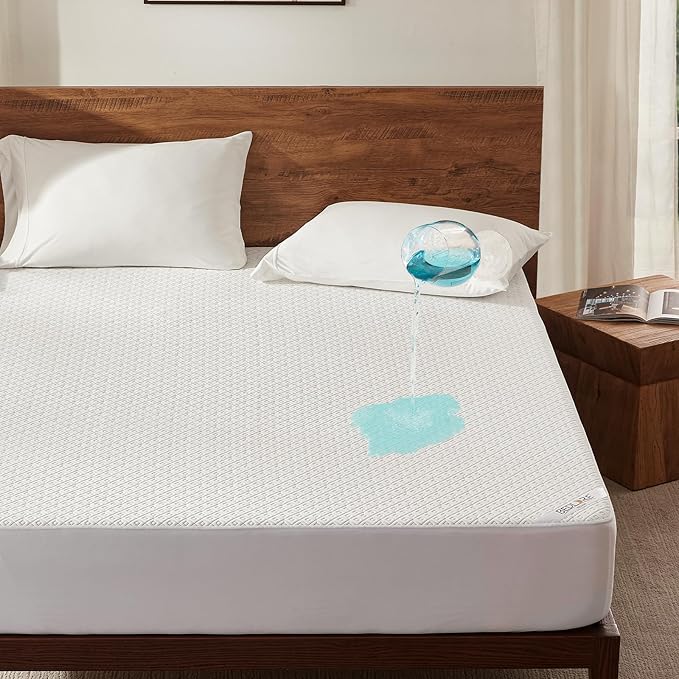 BEDLORE Twin Mattress Protector, Waterproof Noiseless Mattress Cover with Stretchable Pockets for 6-15 inches Mattress, Soft Breathable Mattress Pad Machine Washable (White)