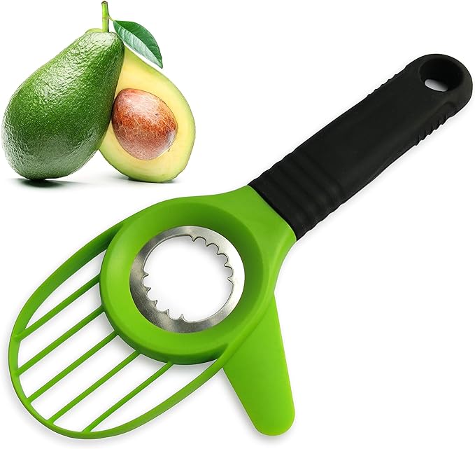 Avocado Slicer 3 Piece Set - Avocado Slicer Tool, Cutter, Knife, Peeler, Pitter, Cuber, Dicer & Avocado Keeper For Everything That You Will Ever Need For Your Avocados