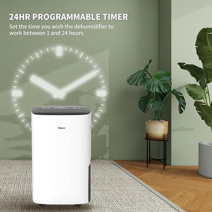 Shinco 86 Pints Dehumidifier for Home and Basements, 5000 Sq.Ft Dehumidifiers with Drain Hose, Auto or Manual Drainage, Auto Defrost, Quietly Remove Moisture, Intelligent Humidity Control, 24HR Timer