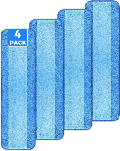 4-Pack Microfiber Cleaning Pads, 18-Inch Microfiber Mop Pads Compatible with Bona Mop, Washable and Reusable Mop Pad Refills for Hardwood Tile Laminate Floors