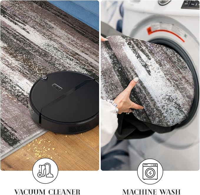 Modern Abstract Entryway Rug Indoor 2x3 Washable Rug Non-Slip Soft Small Area Rug Dark Light Brown White Kitchen Mats Thin Print Faux Wool Floor Carpet Throw Rugs Backdoor Mat for Entry