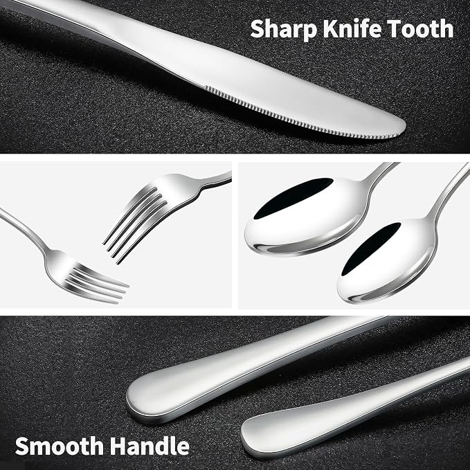 40-Piece Silverware Set, CXJY Stainless Steel Flatware Cutlery Set Service