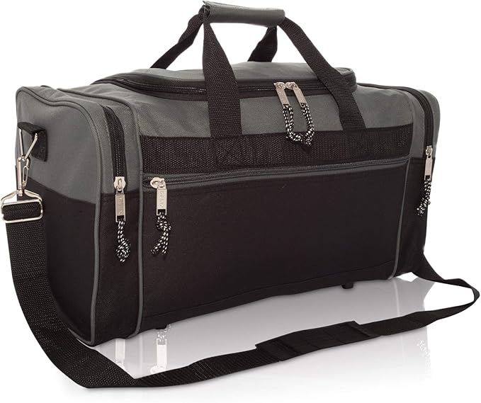 DALIX 21" Blank Sports Duffle Bag Gym Bag Travel Duffel with Adjustable Strap in Gray