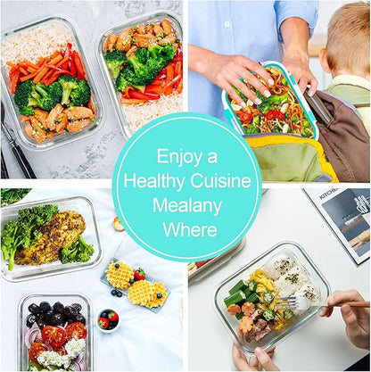 VERONES 10Pack 22OZ Glass Meal Prep Containers, Airtight Glass Lunch Containers Set, Glass Food Storage Containers with Lids,Exclusive of BPA, for Microwave, Oven, Freezer&Dishwasher Friendly,Green