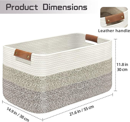 Large Collapsible Laundry Basket, Clothes Hamper for Blanket, Toy, Towels, Woven Baskets for Storage, Nursery Home Decor Living room 21.6" x 15" x 11.8", Gradient Brown