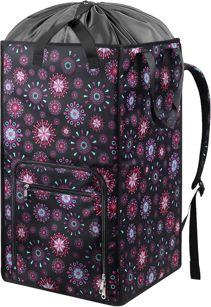 Bukere Laundry Backpack Bag for Women Girls, Extra Large Laundry Basket Hamper for College Dorm Room Essentials, Adjustable Shoulder Straps, Collapsible Freestanding Laundry Bag for Gym, Yacht