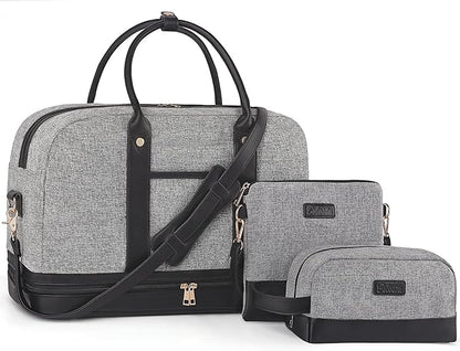 Weekender Bag for Women Canvas Overnight Bag Large Travel Tote Bag Carry on Shoulder Duffle Bag With Shoe Compartment,Perfect for Travel/Daily Use/Birthday Gift …