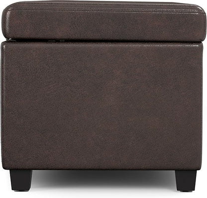 SIMPLIHOME Avalon 54 inch Wide Contemporary Rectangle Extra Large Storage Ottoman Bench in Distressed Brown Vegan Faux Leather, Assembled, for The Living Room, Entryway and Family Room