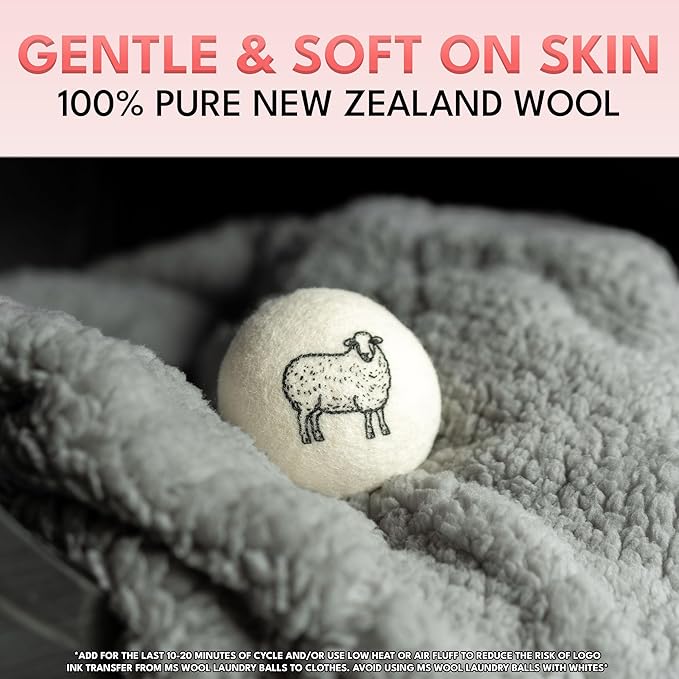 Lavender Scented Wool Dryer Balls – 6 XL Pack – Natural Fabric Softener, Reusable, Reduces Static, Reduces Wrinkles & Shortens Drying Time, Made W/Essential Oil, 100% Pure Wool