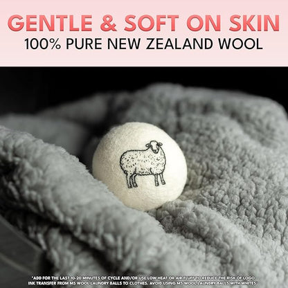 Lavender Scented Wool Dryer Balls – 6 XL Pack – Natural Fabric Softener, Reusable, Reduces Static, Reduces Wrinkles & Shortens Drying Time, Made W/Essential Oil, 100% Pure Wool