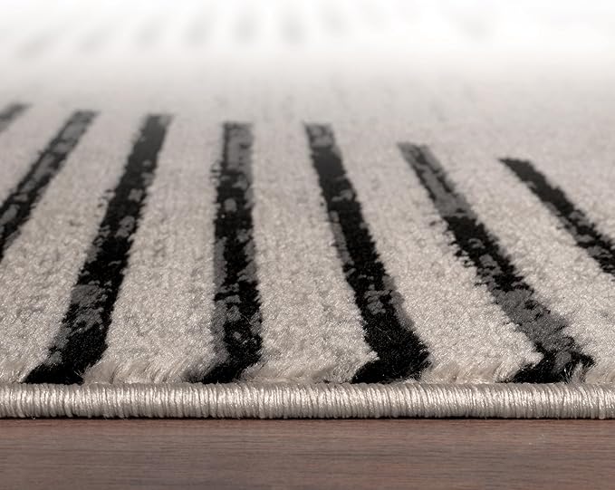Rugshop Bohemian Stripe Stain Resistant High Traffic Living Room Kitchen Bedroom Dining Home Office Runner Rug 2' 7" x 6' Cream