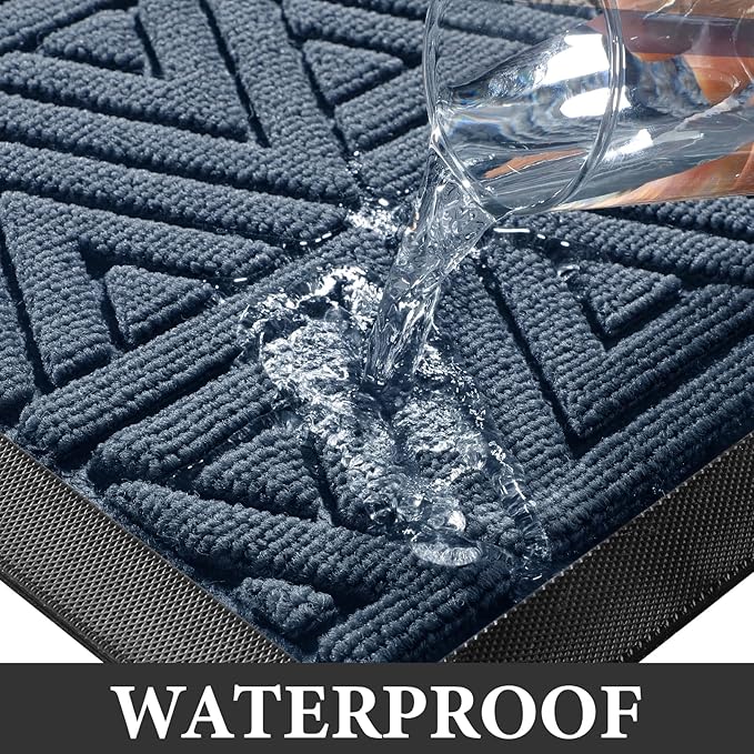 Yimobra Large Door Mat 47x24, All-Weather Waterproof Non-Slip Welcome Matt Outdoor, Heavy Duty Non Slip Doormat for Entryway for Patio and Garage Indoor, Easy Clean, Blue