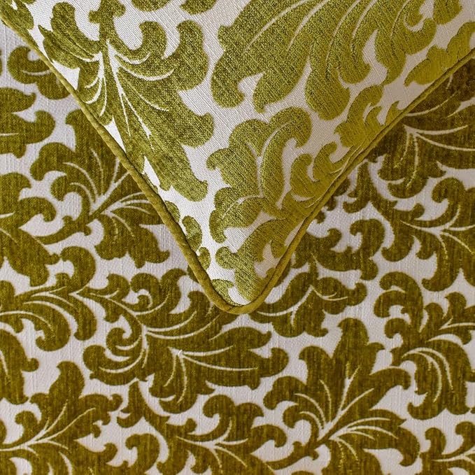 The HomeCentric King/Queen/Twin Chartreuse Decorative Queen 74"x18" Bed Runner Without Pillow Cover, Velvet, Floral Pattern Bed Scarf on Velvet Fabric - Enchanted Chartreuse