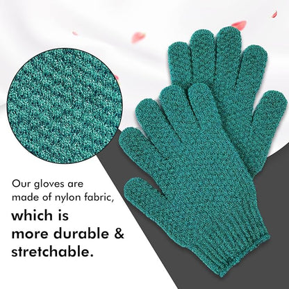 Evridwear Exfoliating Dual Texture Bath Gloves for Shower, Spa, Massage and Body Scrubs, Dead Skin Cell Remover, with Hanging Loop Heavy(5 Pairs Gift Set for Men and Women )