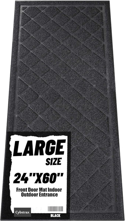 Front Door Mat Outside Entrance, 24" x 60" Heavy Duty All-Season All-Weather Waterproof Doormat Trap Dirt and Moisture Easy Clean Low Profile Patio Porch Entryway Mat