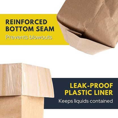 Trash Compactor Bags for Kitchen (12-Pack), 25% Thicker Kraft Paper Compactor Bags with Leak-Proof Liner & Sticker Seals