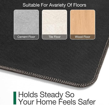 LUMI Large Indoor Door Mat, 36"x56" Non Slip Rubber Backing Entrance, Easy Clean Low Profile Ultra Thin Entryway for Inside House, Brown