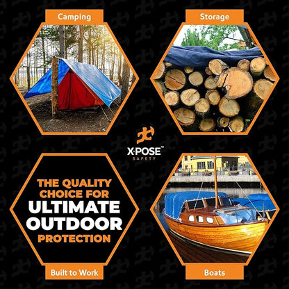Better Blue Poly Tarp 40' x 50' - Multipurpose Protective Cover - Lightweight, Durable, Waterproof, Weather Proof - 5 Mil Thick Polyethylene - by Xpose Safety