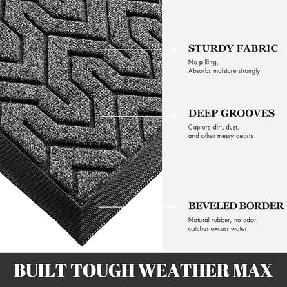 Yimobra 72x24 Indoor Outdoor Runner Rug, Heavy-Duty Waterproof Entrance Mat for High Traffic Areas, Commercial Grade Welcome Door Mat, Easy Clean, Mix Grey