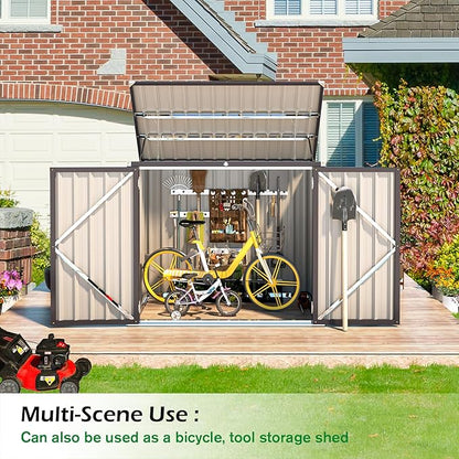AECOJOY Outdoor Trash Can Storage Shed, 46 Cu.Ft Outside Garbage Can Storage Shed, Dark Grey Outdoor Horizontal Storage Cabinet Waterproof, Bike Sheds & Outdoor Storage Clearance
