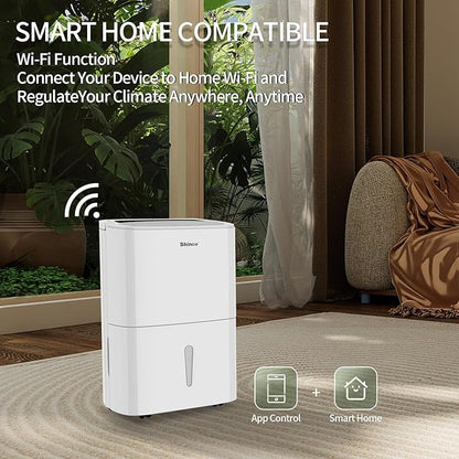 120 Pints Energy Star Dehumidifier with Drain Hose and WIFI for Large Spaces up to 6,000 Sq.Ft, Auto Defrost & Continuous Drainage - Ideal for Home Basements, Bathroom, and Bedroom