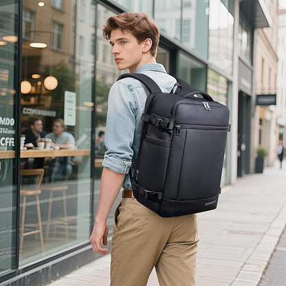 SHOWKOO Travel Backpack For Man Women, Airline Approved Carry On Laptop Backpack For Business, 40L Expandable Large Capacity Backpack, Black