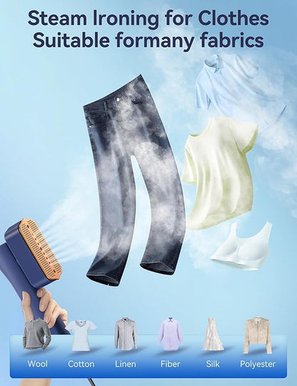 Steamer for Clothes Portable Handheld Garment Steamer,15s Fast Heat-up,100ml Water Tank,Steamer Ironing Gloves,20 Minutes of Continuous Ironing for Travel and Home