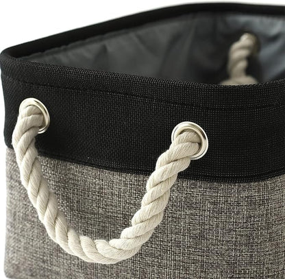 TcaFmac Storage Basket for Shelves - Small 6 Pack Fabric Storage Bins for Organizing, Collapsible Storage Cubes with Handle for Closet Cloth Toy Gift Kids (Black & Grey 11.8 x 7.8 x 5.2 inch)