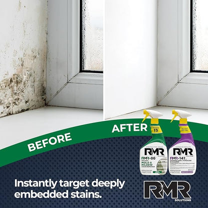 RMR Brands DIY Mold Remover Bundle - Complete Mold Killer & Stain Remover Bundle - Mold and Mildew Prevention Kit, Disinfectant Spray, Includes 2-32 Ounce Bottles
