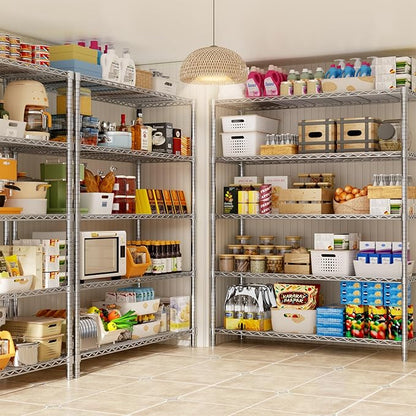 Storage Shelves, 48" L x 20" W x 72" H Heavy Duty Garage Wire Shelving Unit Loads 2000LBS, 5-Tier Adjustable Metal Industrial Utility Shelf Rack for Kitchen, Laundry Room, Basement