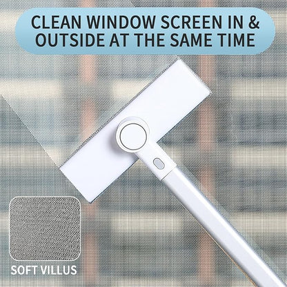 Window Screen Cleaner 2 in 1，mesh Screen Cleaner Brush Washing Equipment，Cleaning Tools for Porch Screens and Pet Hair Cleaner ，Wet and Dry Dual-Use Window Sill Cleaner Tool