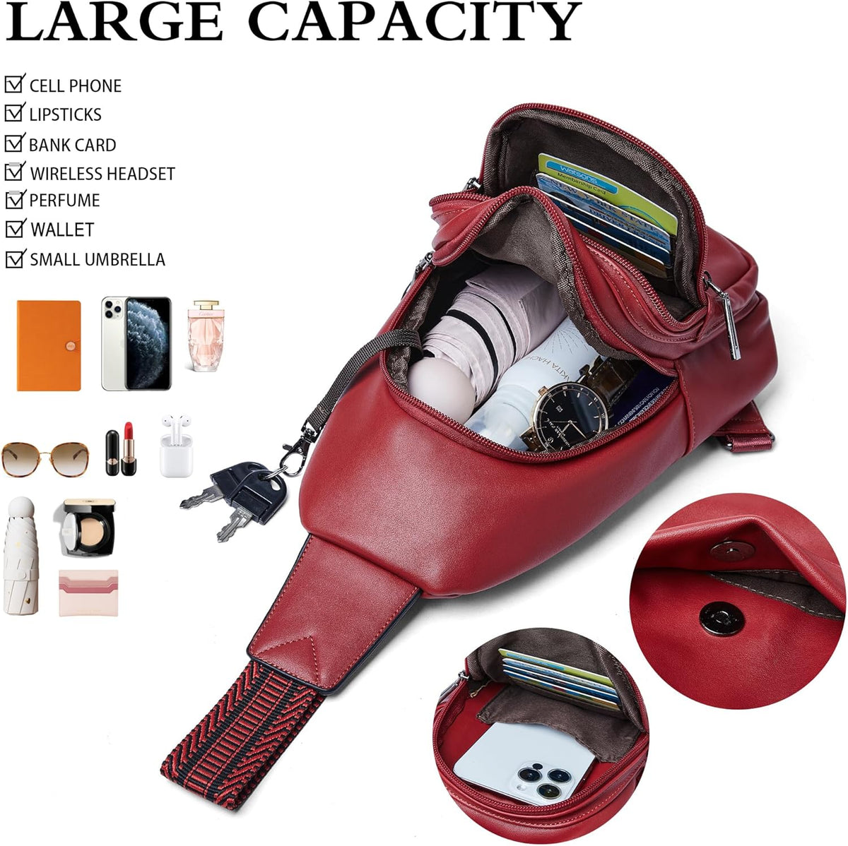 Sling Bag Crossbody Bags for Women Small Cross Body Bag Fanny Packs Chest Sling Purse for Daily Travel Leisure Sport
