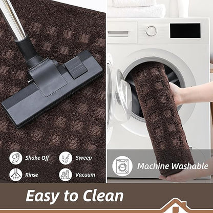 BEQHAUSE Waffle Door Mats Indoor 20"x32", Dog Mat for Muddy Paws Absorbent and Dirt Resist Floor Mats Non-Slip Washable Rugs for Entryway, Welcome Mat for Front Back Door, Muddy Wet Shoes, Dark Brown