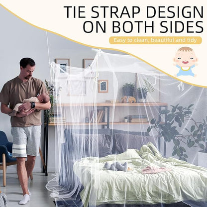 4 Corners Mosquito Net for Mosquiteros para Camas Bed Canopies Netting Bed Drapes Rectangular Mosquito Mesh for Camping Home Outdoor Travel(White,L87 X W79 X H79 Inch,Opening)
