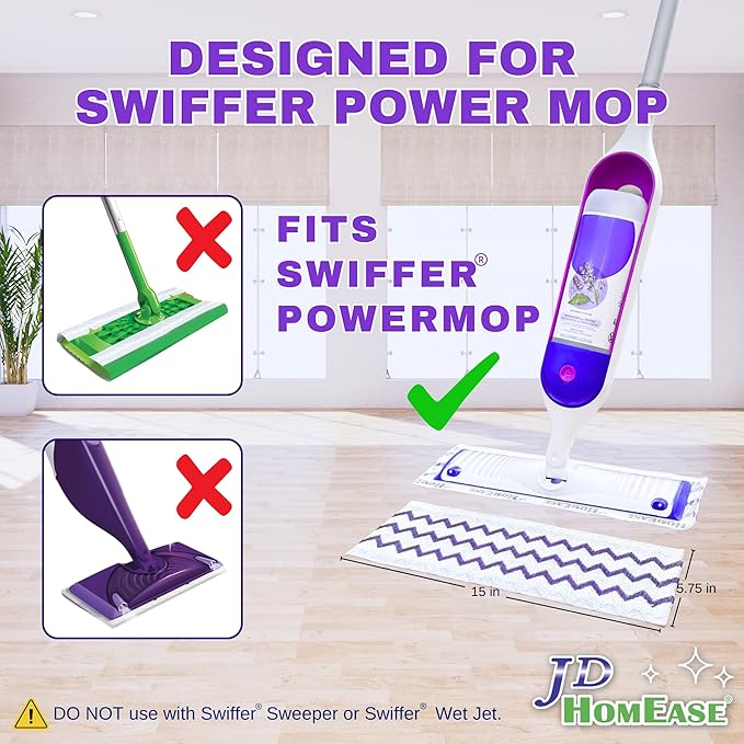 24 Pack Microfiber Power Mop Pads for Swiffer Power Mop only, Disposable Deep Clean Replacement Mopping Pads