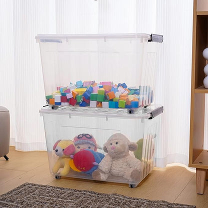 Citylife 82 QT Clear Plastic Storage Bins with Lids Stackable and Nestable Storage Boxes with Lids Large Plastic Storage Containers for Garage, Closet, Kitchen, 2 Packs