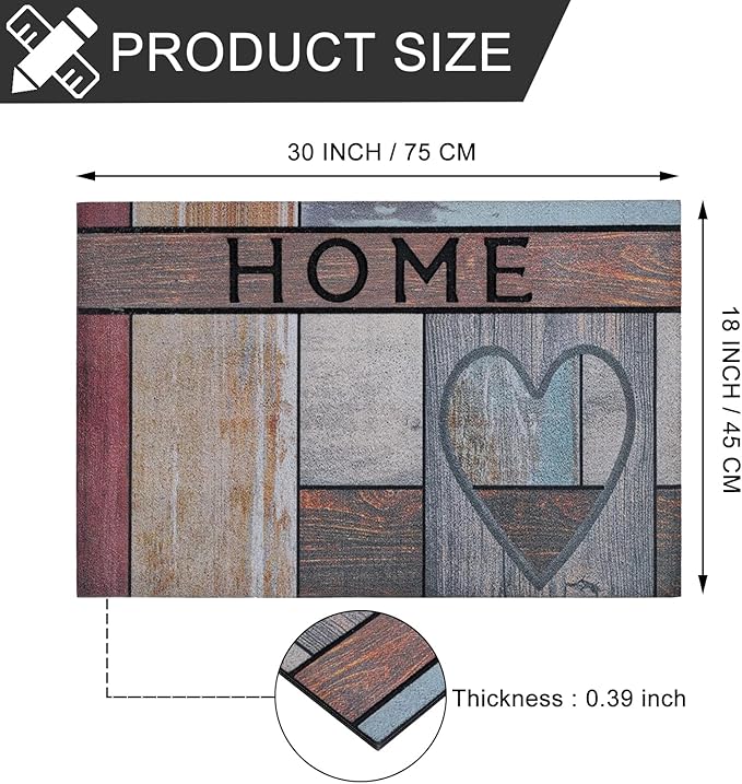 CHICHIC Welcome Door Mat 18x 30 Inch Front Doormat Outdoors for Home Entrance Outdoors Mat for Outside Entry Way Doormat Entry Rugs, Heavy Duty Non Slip Rubber Back Low Profile, Heart