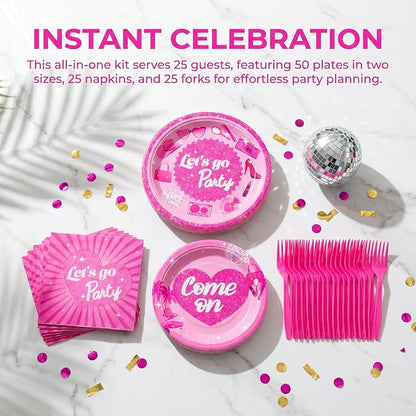 100 Pcs Disposable Let's Go Party Tableware Set