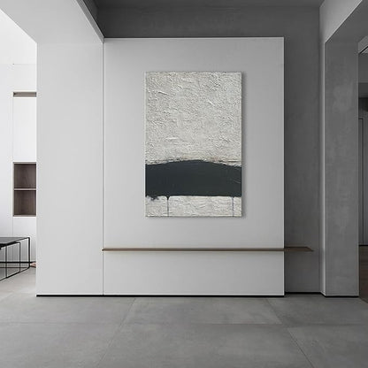 NANKAI Hand-painted Minimalism Black and Gray Art Oil painting Canvas Abstract Oil Painting Wall Art 36x24 Inch Home Wall Decoration