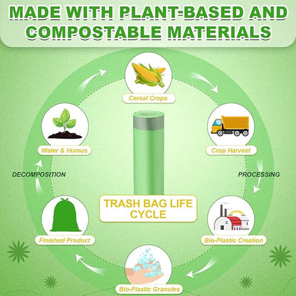 200 Count 13 Gallon Compostable Trash Bags with Drawstring Heavy Duty Extra Thick 1 Mil Kitchen Food Scrap Waste Bag Tear Resistant for Lawn Yard Home Kitchen Office
