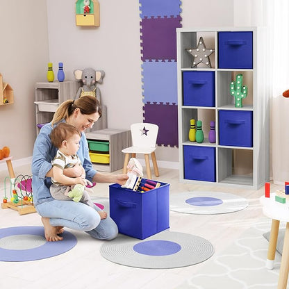 Sorbus 13 Inch Collapsible Fabric Storage Cubes - Sturdy Foldable Baskets with Handle - 8 Organizing Bins for Clothes, Toys, Books - Shelves, Closets